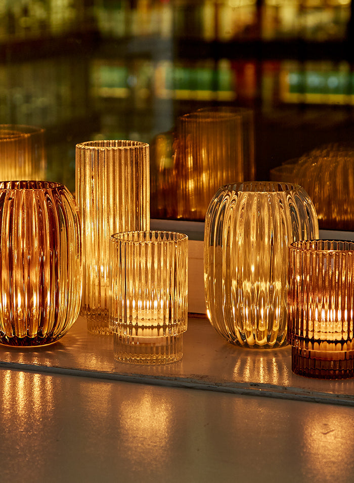 6.25in Tall Pleated Glass Votive Holder, Set of 4 Decor Jamali Garden