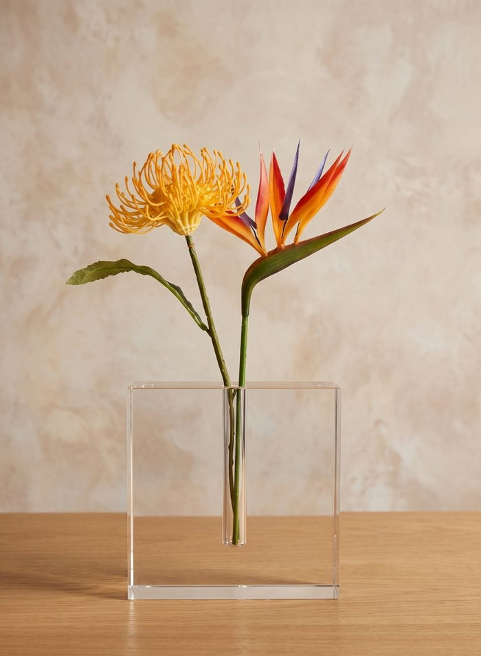 6.5in Square Space Modern Crystal Glass Vase Decor Jamali Garden