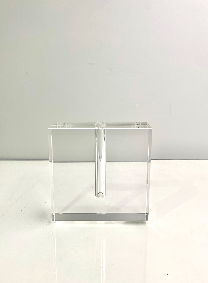 6.5in Square Space Modern Crystal Glass Vase Decor Jamali Garden