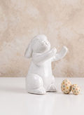 6.5in Tall Aged White Porcelain Rabbit, Set of 4 Decor Jamali Garden
