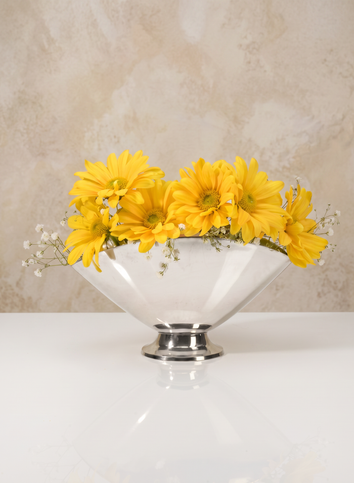 6.5in Wide Nickel Oval Bowl Decor Jamali Garden