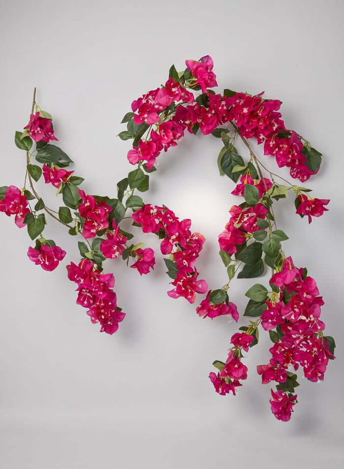 66in Long Fuchsia Climbing Bougainvillea Garland, Case of 12 Decor Jamali Garden