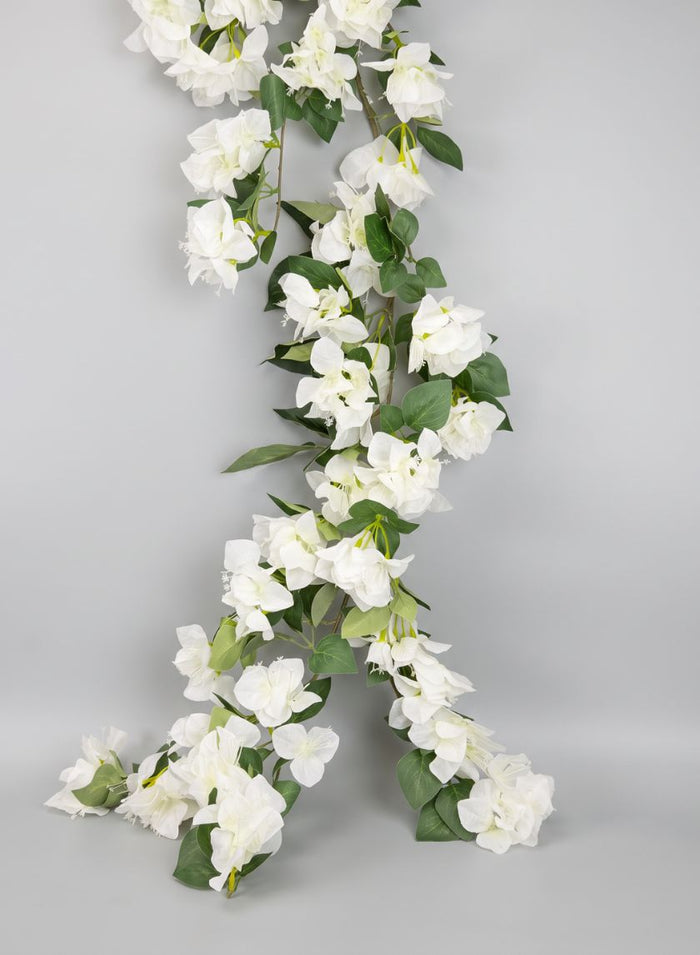 66in Long White Climbing Bougainvillea Garland, Case of 12 Decor Jamali Garden