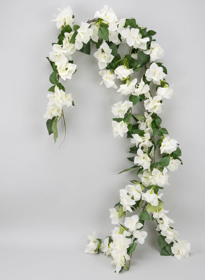 66in Long White Climbing Bougainvillea Garland, Case of 12 Decor Jamali Garden
