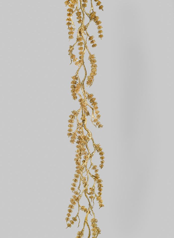 6ft Long Gold Glittered Mini Pine Garland Decor Jamali Garden