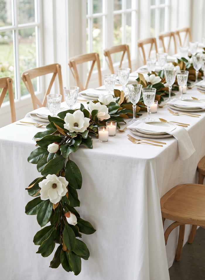 6ft Long Magnolia Garland with Blooms, Case of 2 Decor Jamali Garden