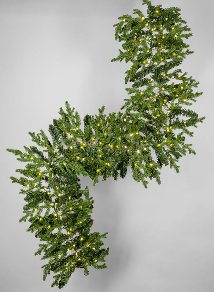 6ft Long Warm White Pre-Lit Pine Garland (200 Lights) Decor Jamali Garden
