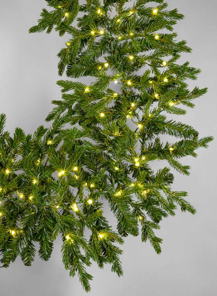 6ft Long Warm White Pre-Lit Pine Garland (200 Lights) Decor Jamali Garden