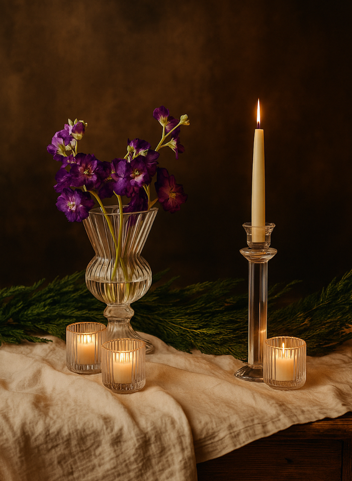 Faceted Stem Crystal Glass Candlesticks Decor Jamali Garden