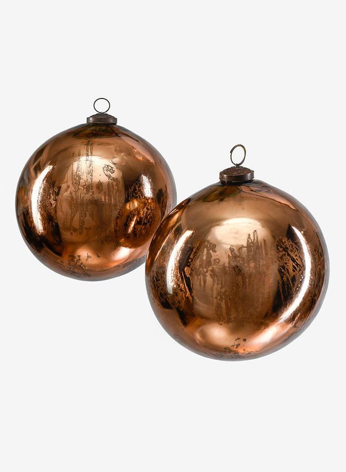 6in Round Antique Bronze Glass Ball Ornament, Set of 2 Decor Jamali Garden