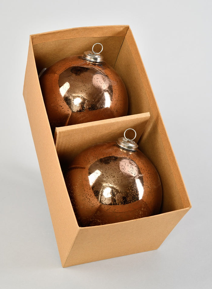 6in Round Antique Bronze Glass Ball Ornament, Set of 2 Decor Jamali Garden