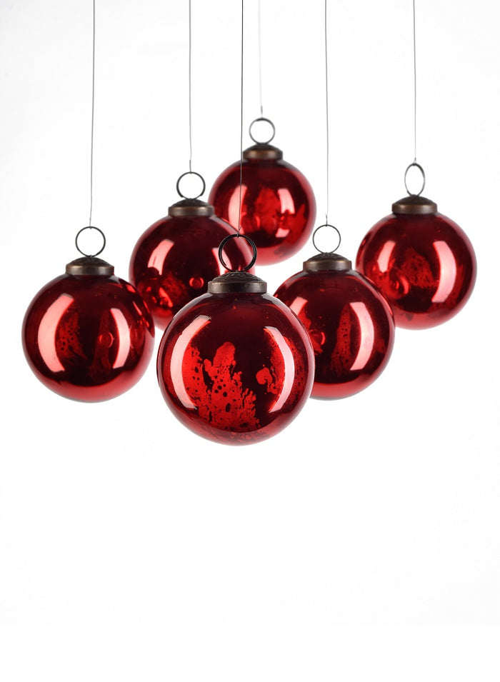 6in Round Antique Red Glass Ball Ornament Decor Jamali Garden