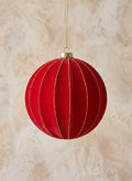 6in Round Red Flocked Plastic Ornament Decor Jamali Garden