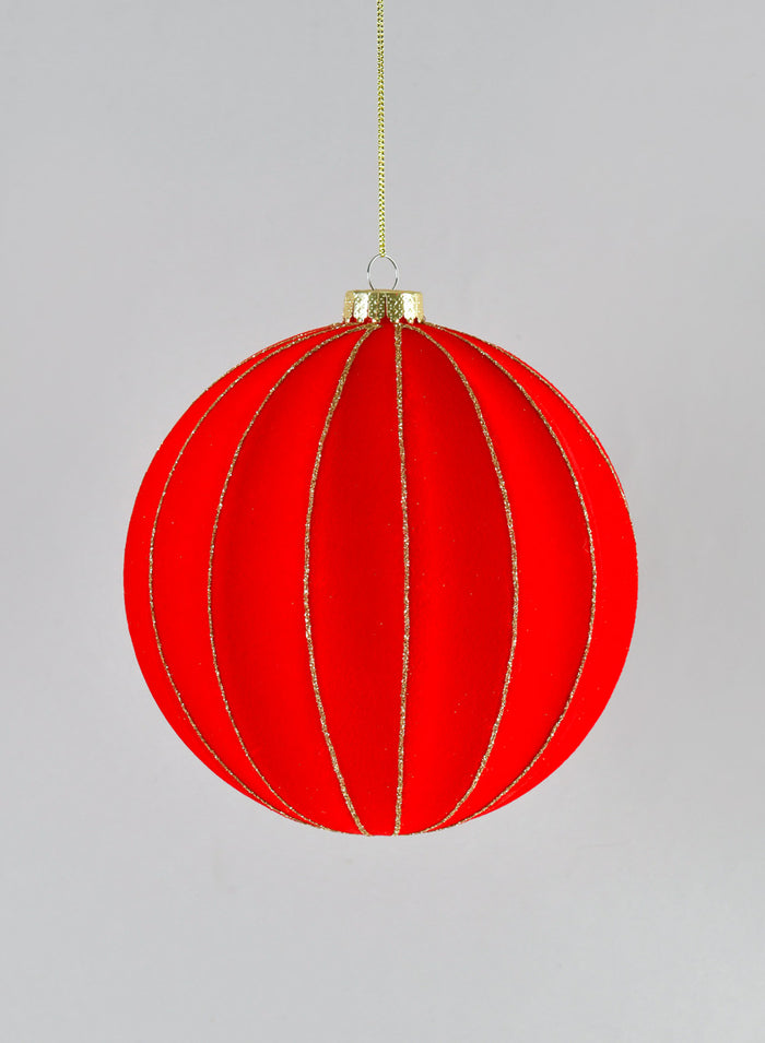 6in Round Red Flocked Plastic Ornament Decor Jamali Garden
