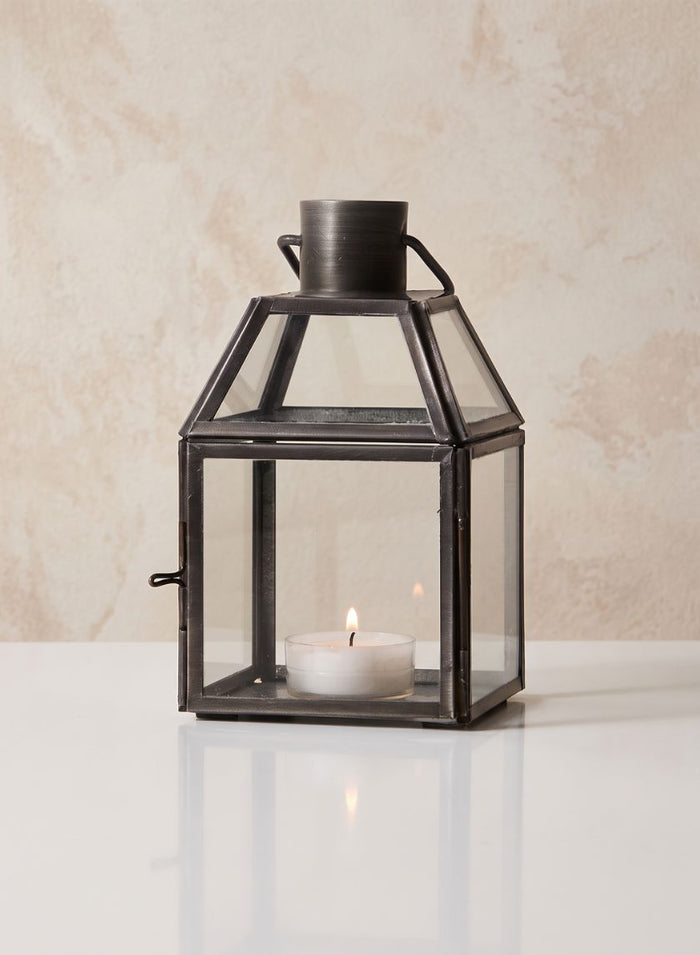 6in Square Antique Zinc Lantern Decor Jamali Garden