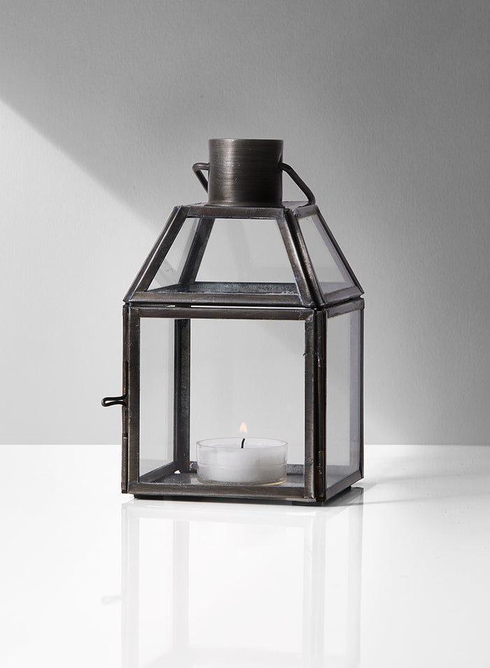 6in Square Antique Zinc Lantern Decor Jamali Garden