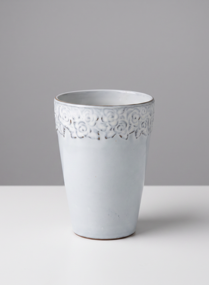 6in Tall Aurelie Rose Border Ceramic Cachepot, Set of 4 Decor Jamali Garden