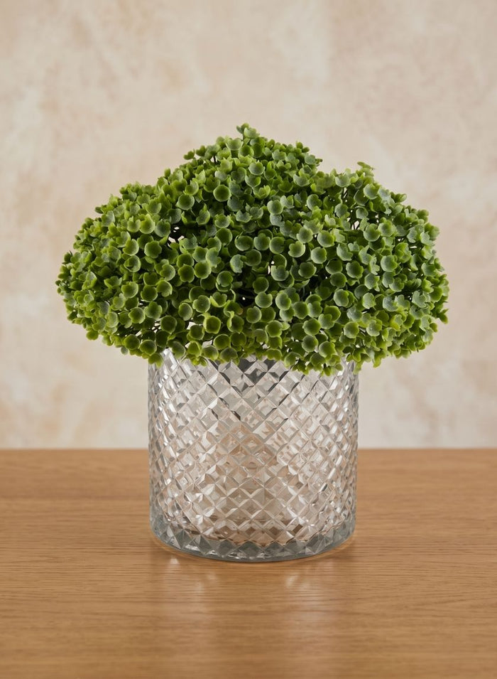 6in Tall Diamond Cut Glass Cylinder Decor Jamali Garden