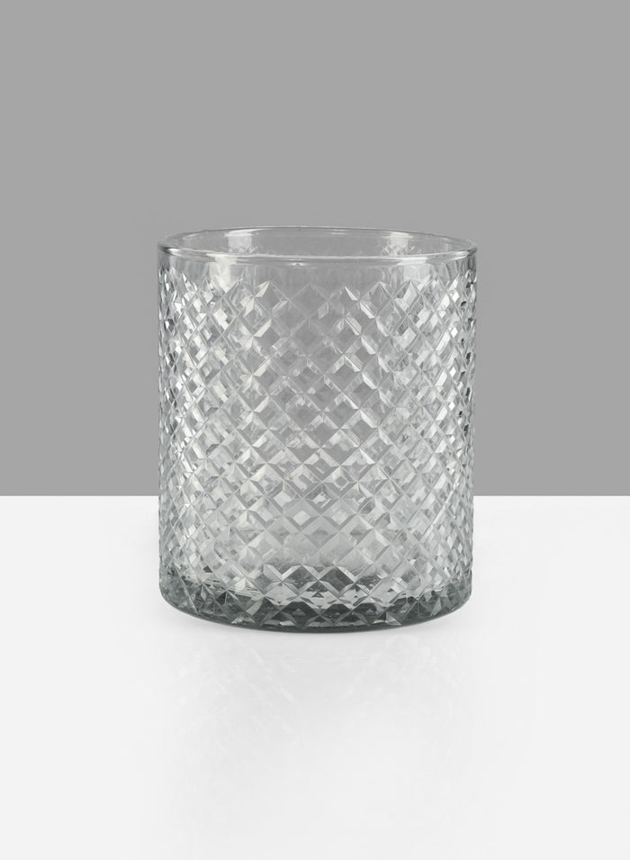 6in Tall Diamond Cut Glass Cylinder Decor Jamali Garden