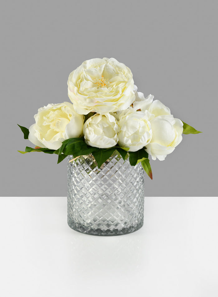 6in Tall Diamond Cut Glass Cylinder Decor Jamali Garden