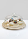 6in Tall Gypsie Glass Cloche with Wood Base Decor Jamali Garden