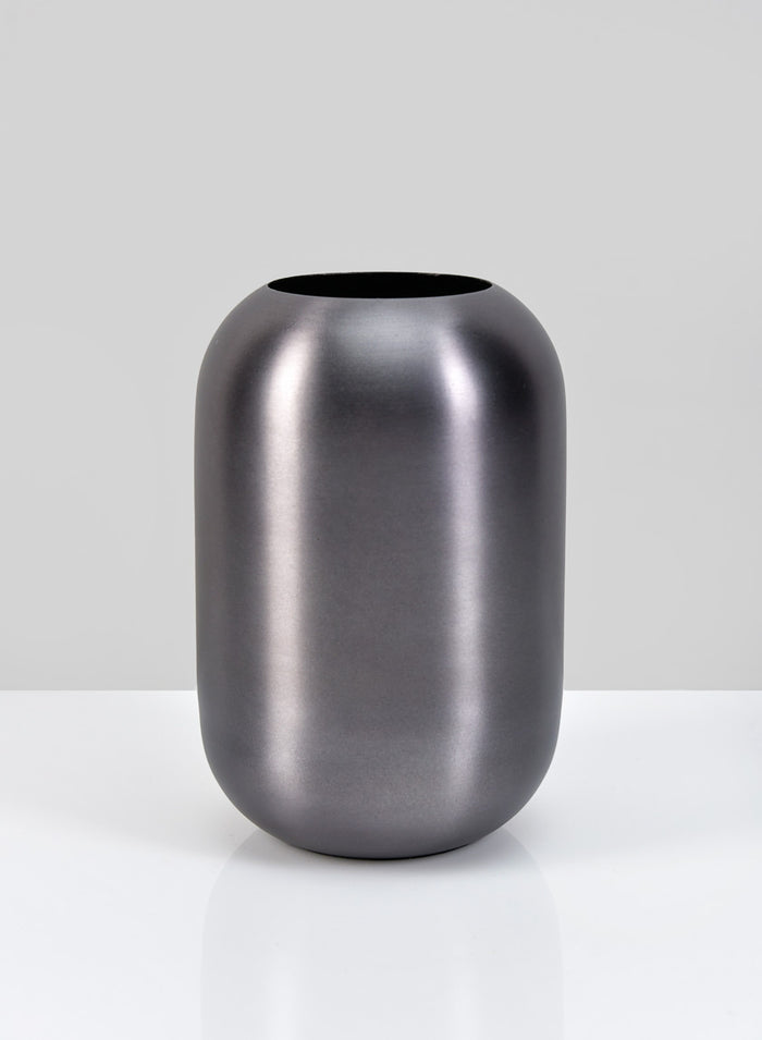 6in Tall Oviedo Stainless Steel Platinum Bullet Vase Decor Jamali Garden