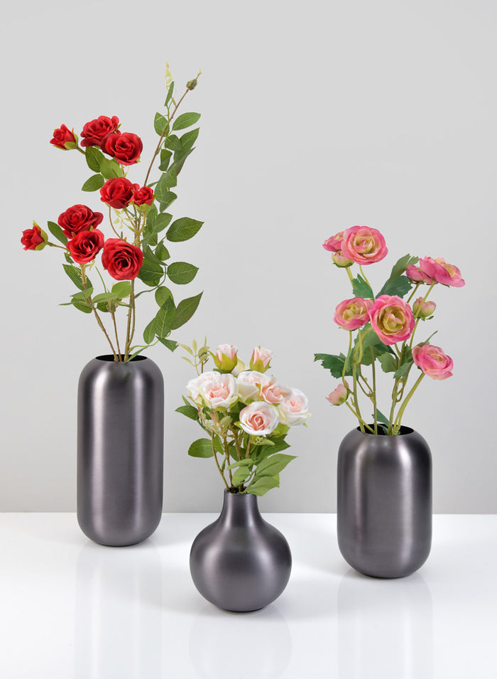 6in Tall Oviedo Stainless Steel Platinum Bullet Vase Decor Jamali Garden