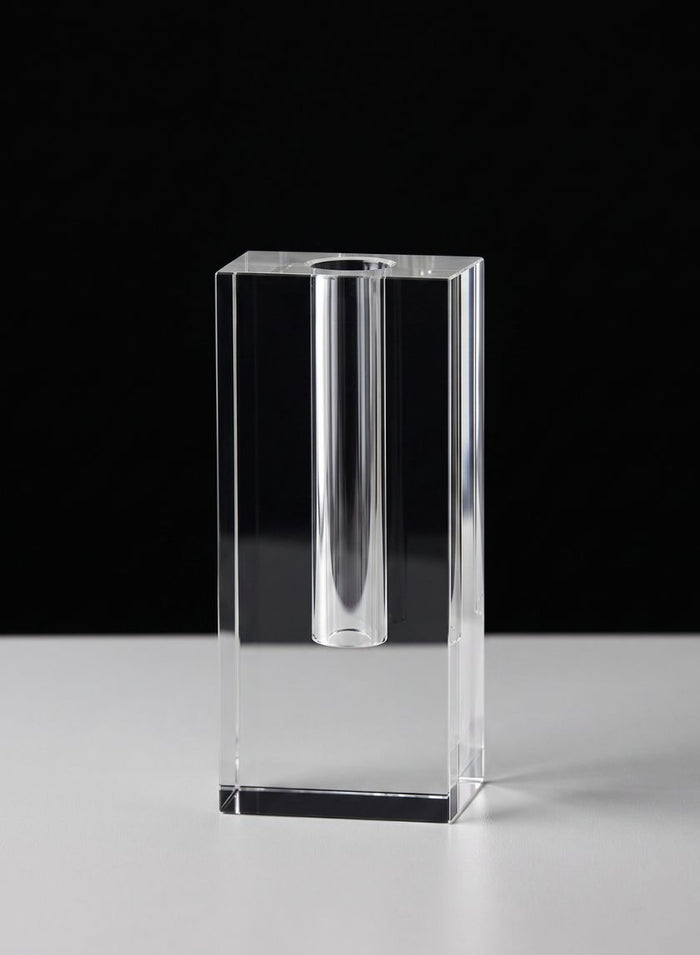 6in Tall Rectangle Crystal Glass Vase Decor Jamali Garden