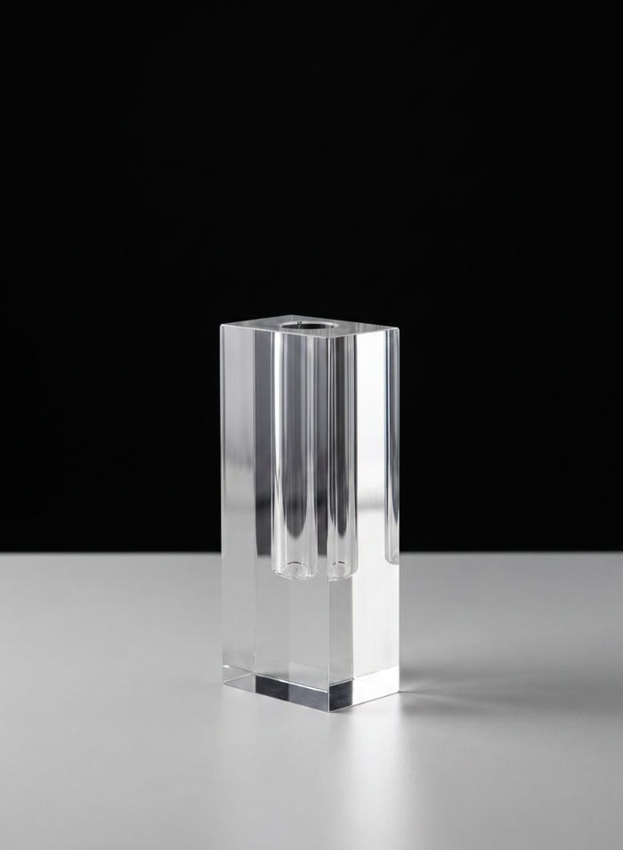 6in Tall Rectangle Crystal Glass Vase Decor Jamali Garden