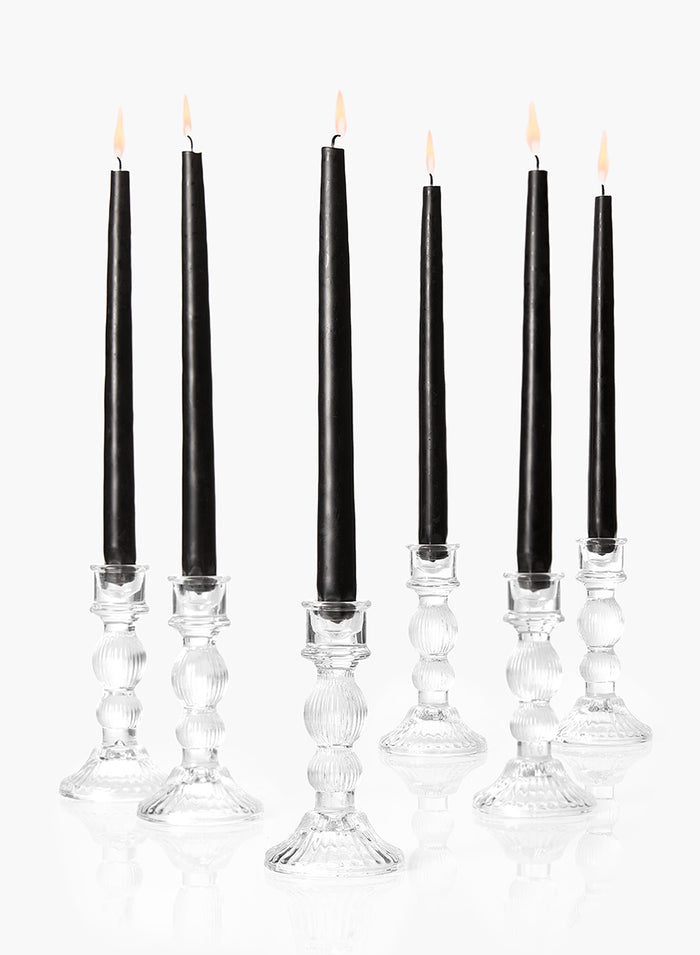 6in Tall Rippled Glass Candlestick Decor Jamali Garden
