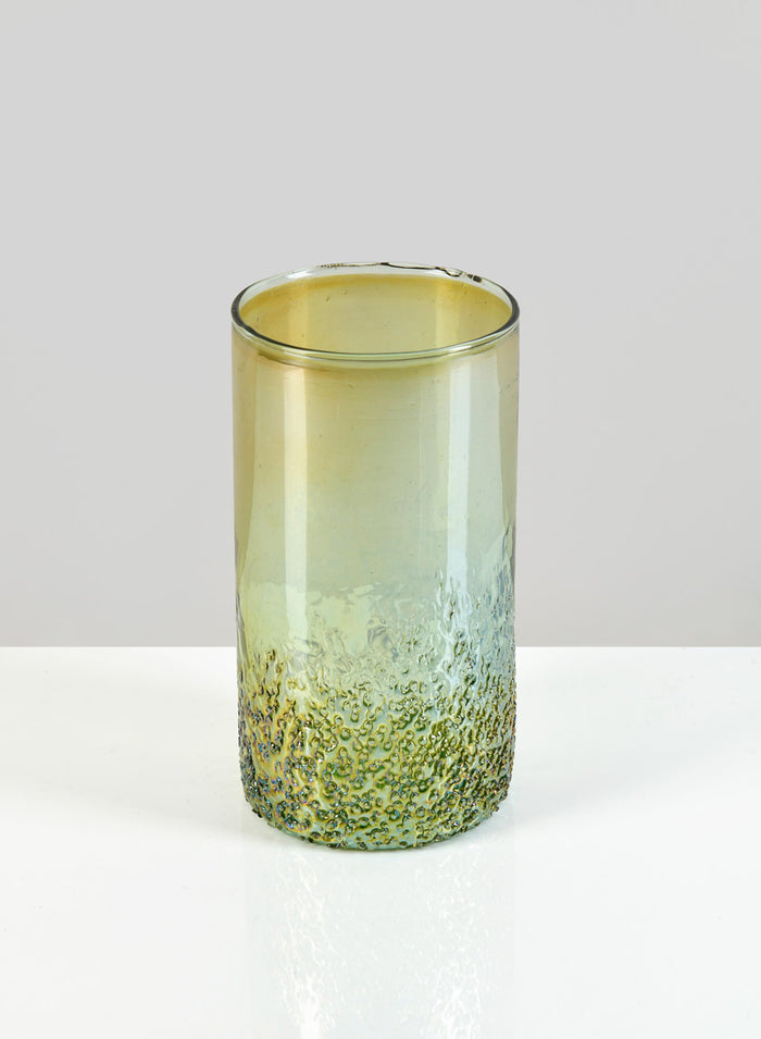 6in Tall Strasbourg Speckled Green Luster Glass Cylinder, Set of 4 Decor Jamali Garden