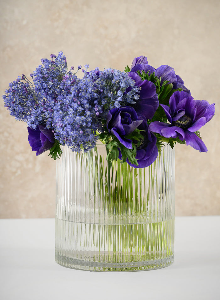 6in Tall Vienna Pleated Glass Cylinder Decor Jamali Garden