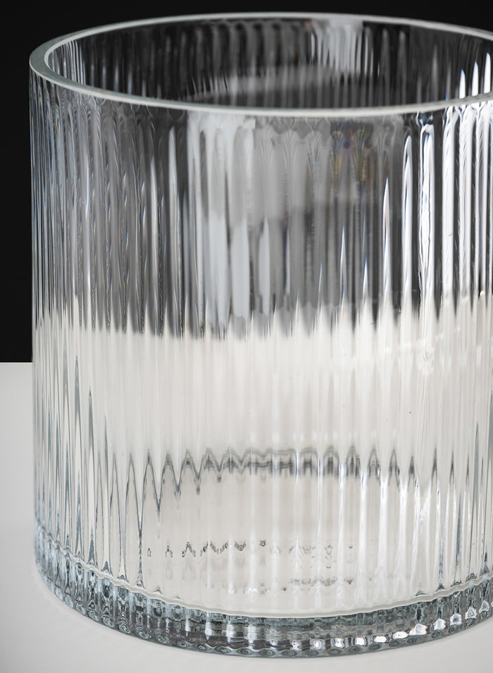 6in Tall Vienna Pleated Glass Cylinder Decor Jamali Garden