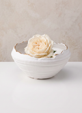 6in Wide Clay White Porcelain Bowl with Gold Edging Decor Jamali Garden
