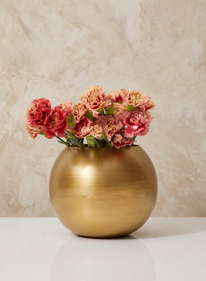6in Wide Gold Iron Fishbowl Vase