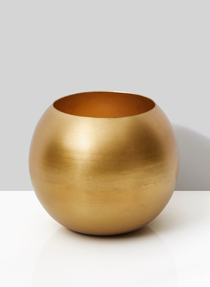6in Wide Gold Iron Fishbowl Vase Decor Jamali Garden