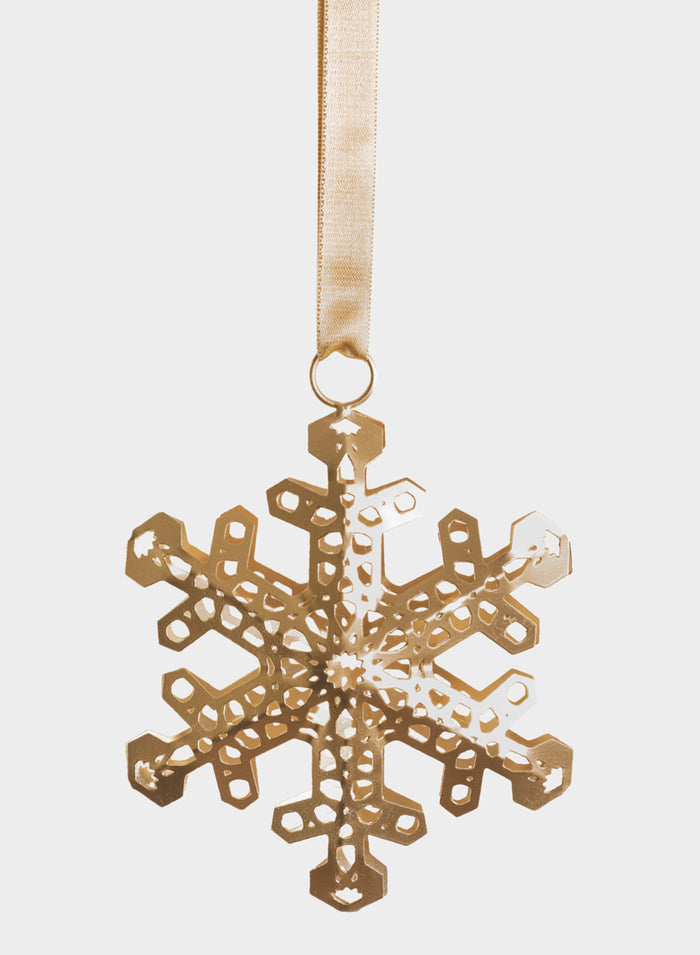 6in Wide Gold Snowflake Metal Ornament, Set of 4 Decor Jamali Garden
