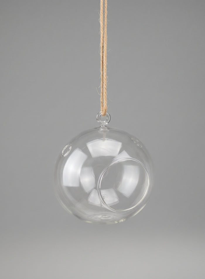 6in Wide Hanging Glass Ball Votive Holder