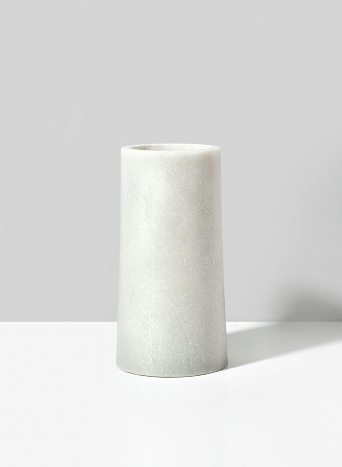 7.25in Tall White Marble Tuscan Column Vase Decor Jamali Garden