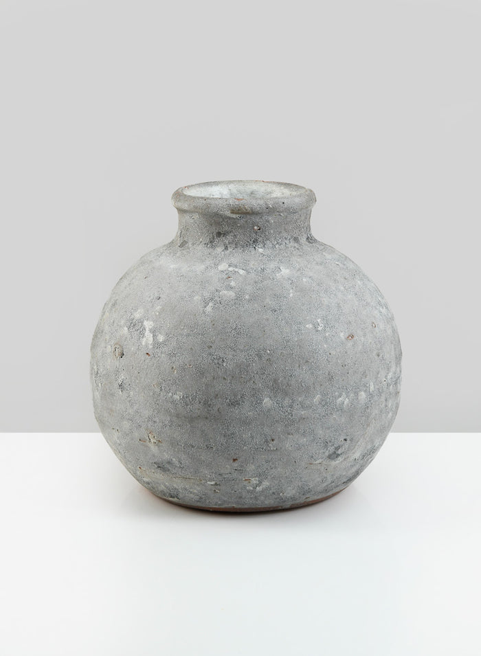 7.5in Wide Arita Aged Cement Deco Vase Decor Jamali Garden