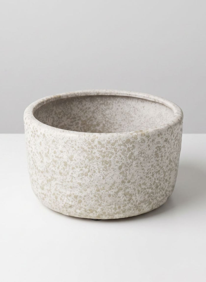 7.5in Wide Boheme Antiqued Low Ceramic Cylinder Pot, Case of 6 Decor Jamali Garden