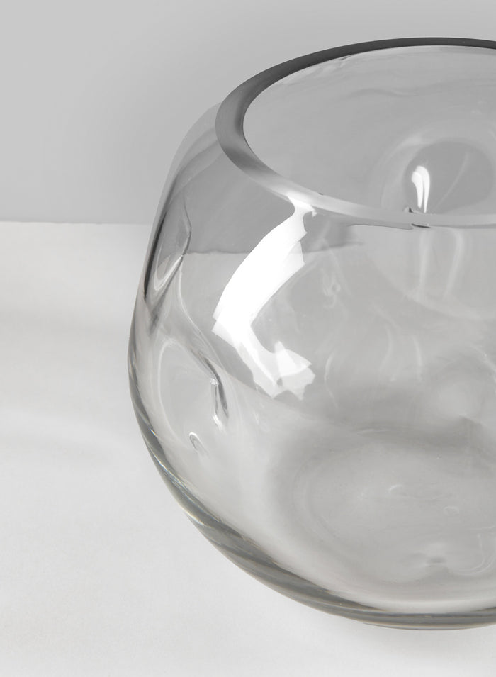 7.5in Wide Luster Dimpled Clear Fishbowl Glass Vase Decor Jamali Garden
