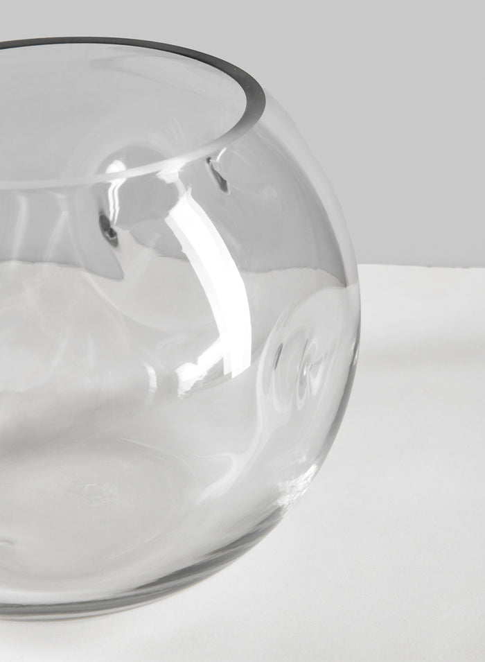 7.5in Wide Luster Dimpled Clear Fishbowl Glass Vase Decor Jamali Garden
