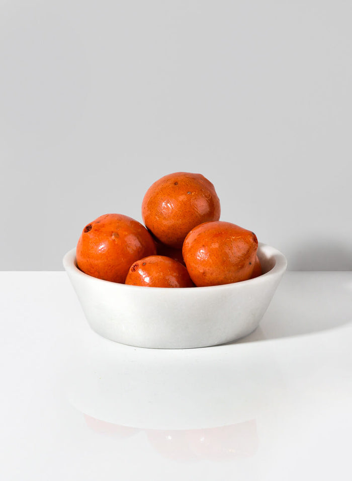 7.5in Wide Strongylos White Marble Bowl Decor Jamali Garden