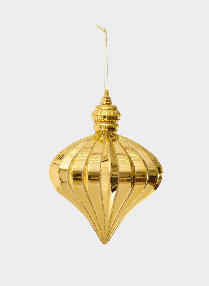 7in Long Gold Glittered Plastic Onion Ornament Decor Jamali Garden