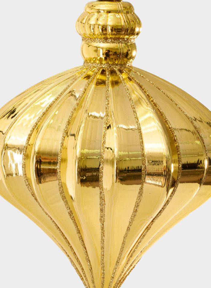 7in Long Gold Glittered Plastic Onion Ornament Decor Jamali Garden