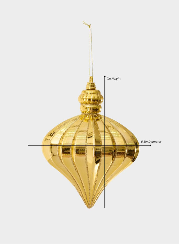 7in Long Gold Glittered Plastic Onion Ornament Decor Jamali Garden