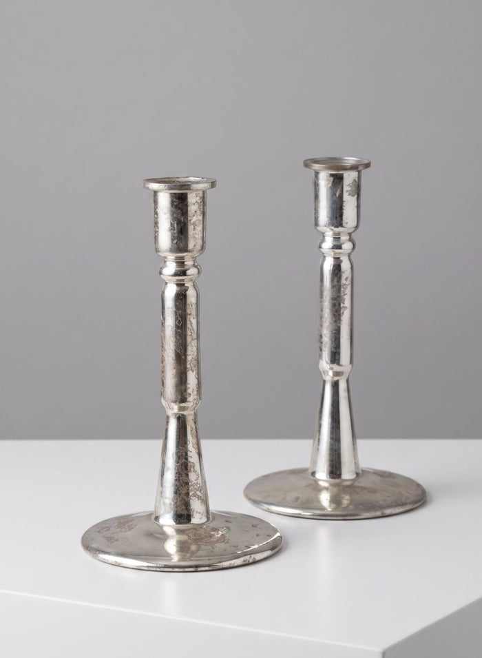 7in Tall Lumier Glass Taper Holder, Set of 2 Decor Jamali Garden