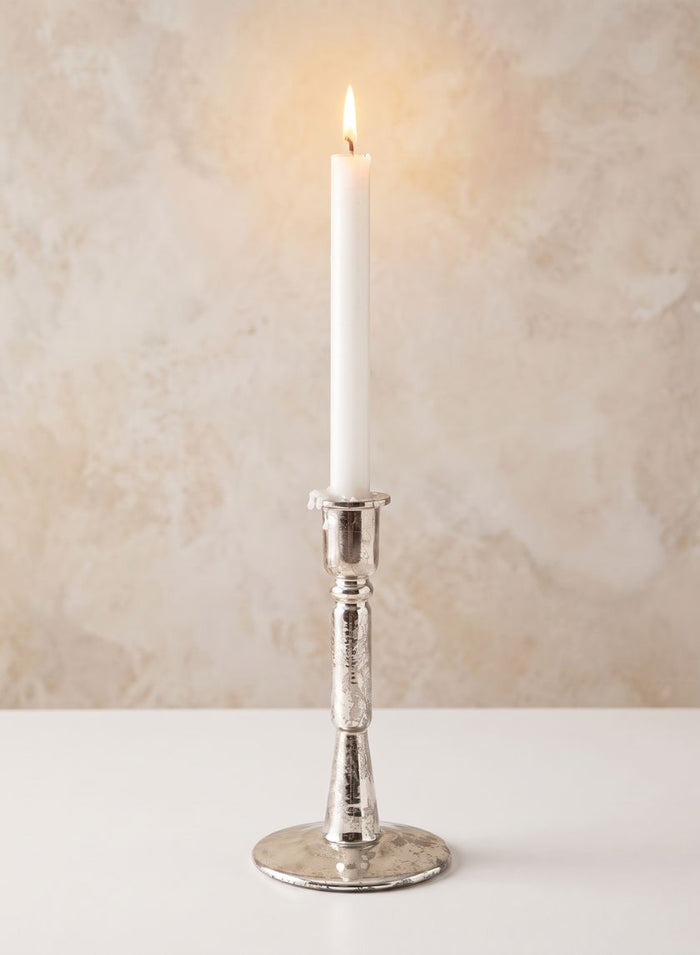 7in Tall Lumier Glass Taper Holder, Set of 2 Decor Jamali Garden