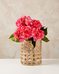 7in Tall Saigon Cane Wrapped Glass Candle Hurricane
